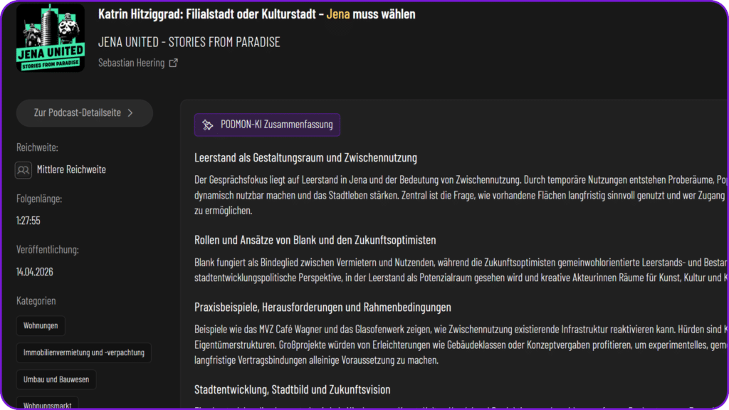 Unter „Über diese Episode“ ordnet der Empfänger die Quelle ein.